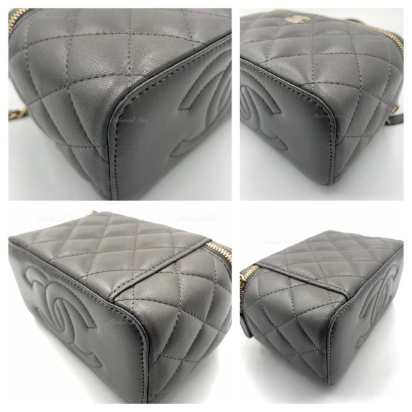❗️Sold❗️ CHANEL Lambskin Grey Top Handle Vanity Case Chain Bag GHW - Picture 11 of 15